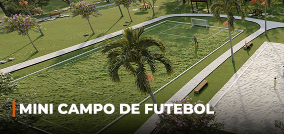 Imagem 3d do mini campo de futebol do Condomínio Pôr do Sol.